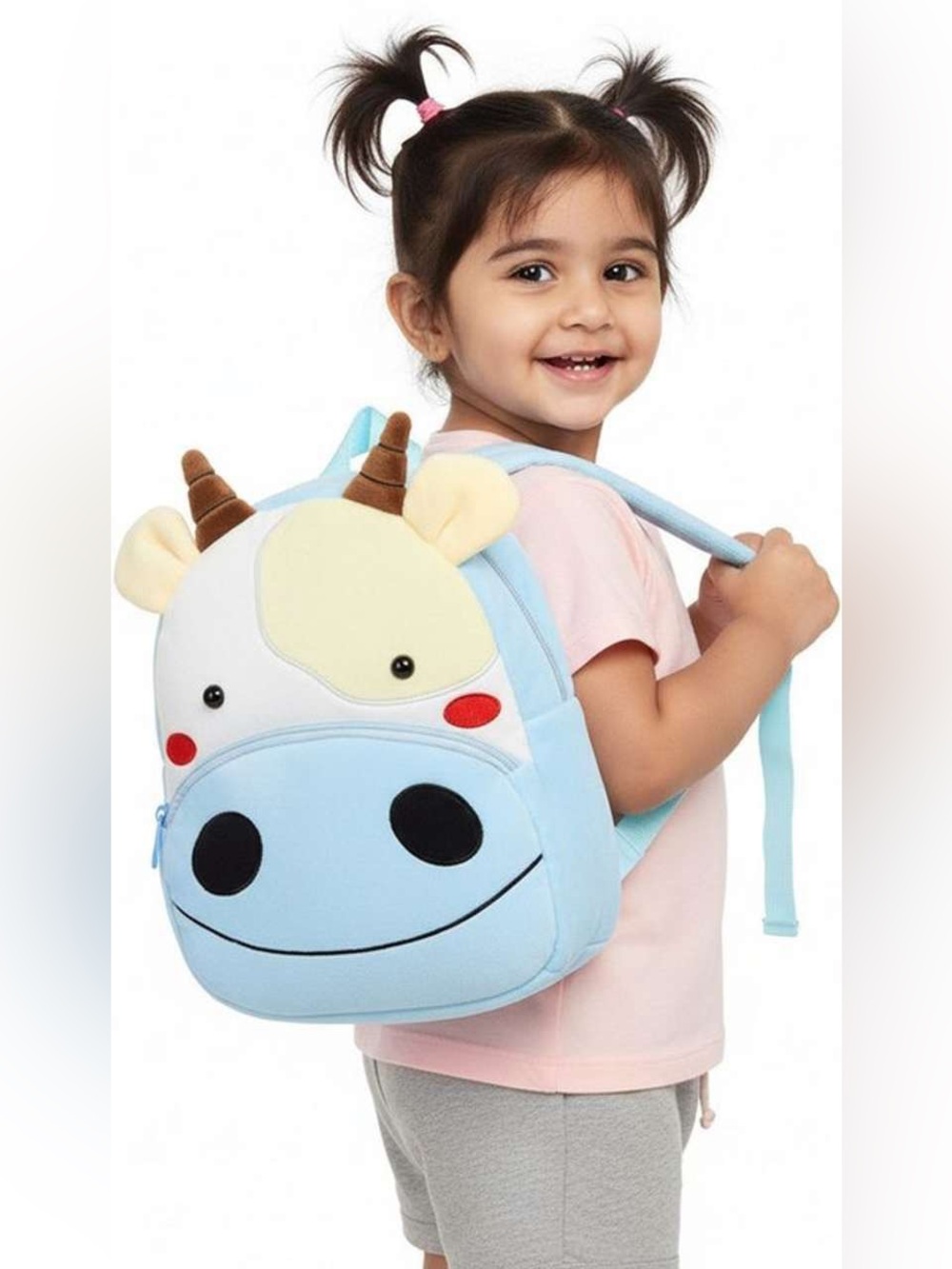 🌼Kakoo Kids Cute Blue Cow Plush Backpack - Toddler School Bag